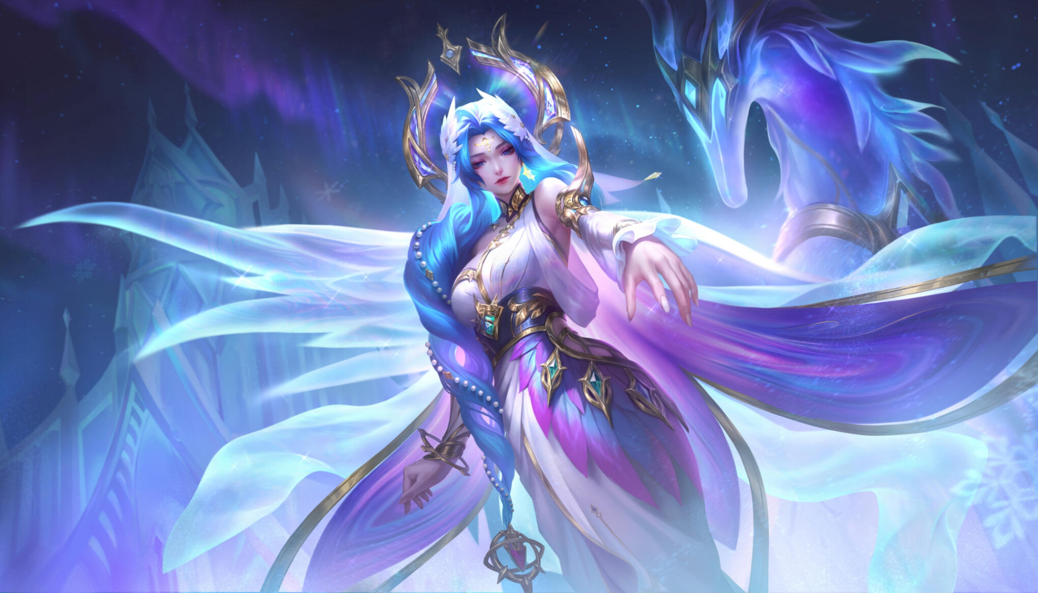 Splash Art of Aurora's Skin - Veil of the Celestials Mobile Legends Bang Bang
